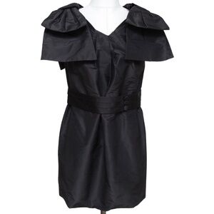 MARC JACOBS Black Dress Sleeveless Knee Length Silk Cocktail Bow Zipper Sz 8